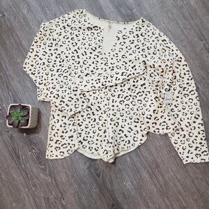 NWT Intimately Free People Rain Check Lounge Set Banana Split Sz M Leopa…